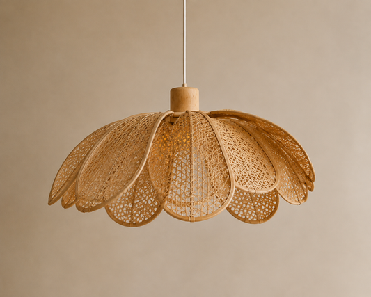 Hana — Suspension fleur rotin