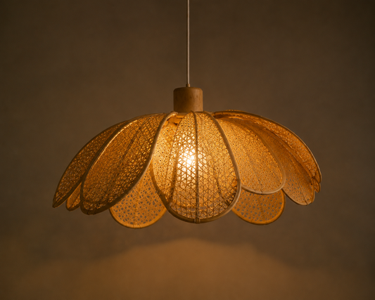 Hana — Suspension fleur rotin