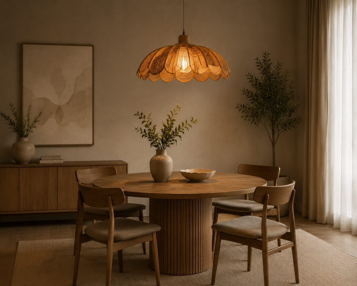Hana — Suspension fleur rotin