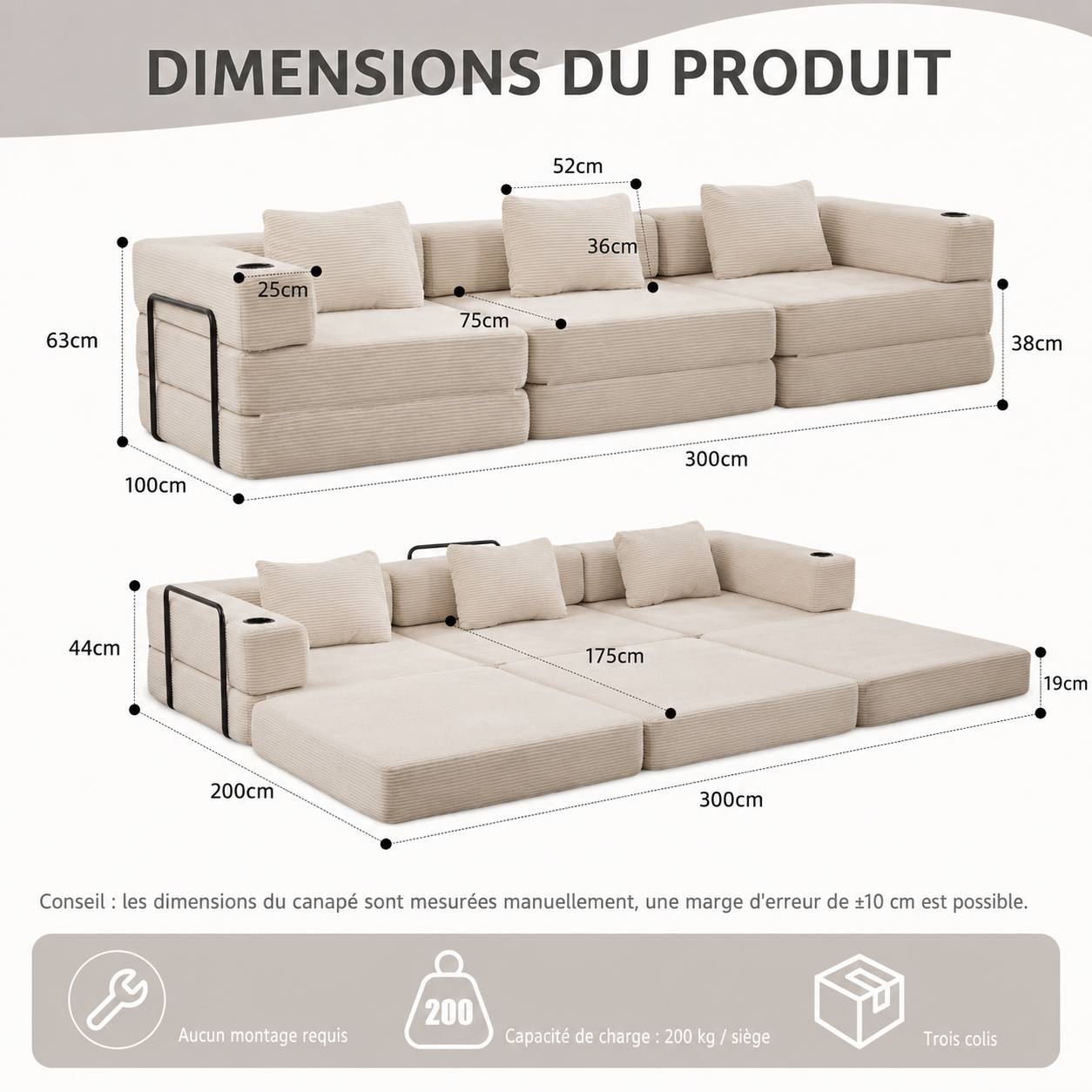 Canapé Modulable | Bella édition Sable