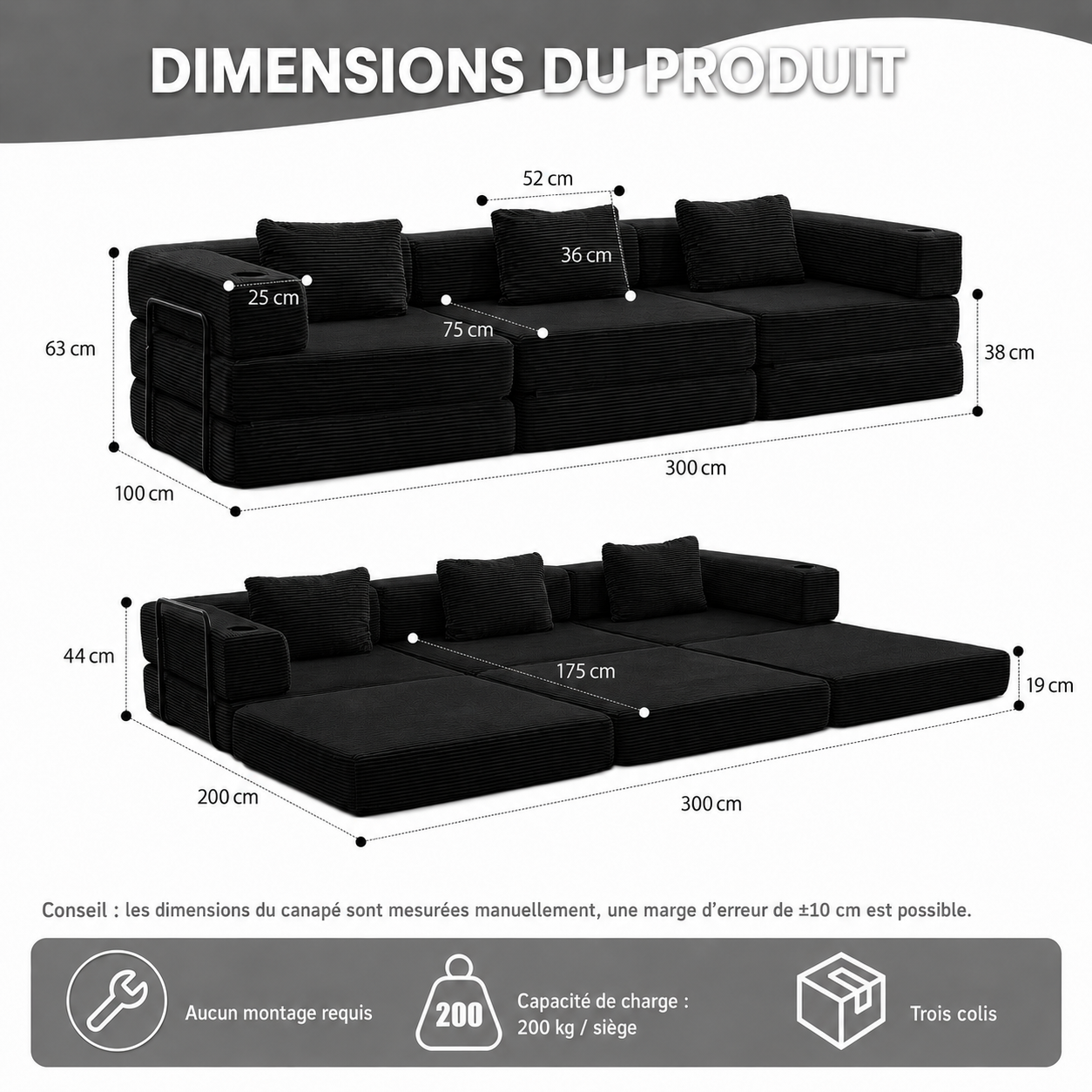 Canapé Modulable | Bella  édition Obsidienne
