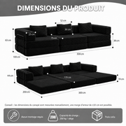 Canapé Modulable | Bella  édition Obsidienne